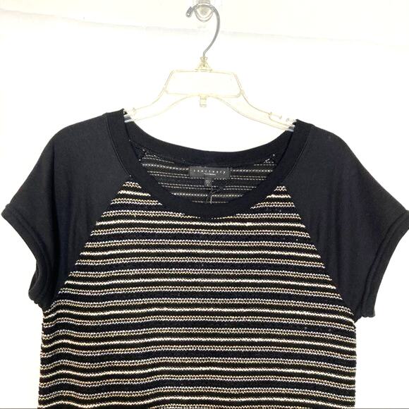 NWT Sanctuary Wms L Black Gold Metallic Stripe Knit Dress Zipper Accents - Picture 5 of 10